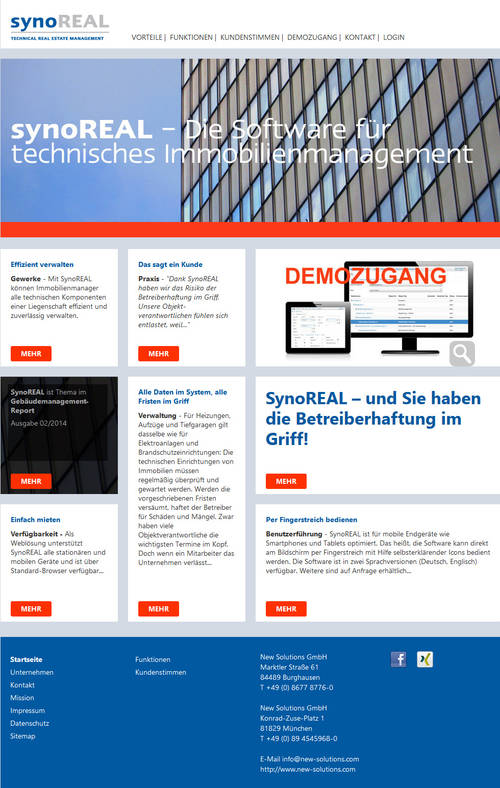 SynoREAL - Die Software für Ihr technisches Immobilienmanagement zur Verwaltung von Terminen und Fristen bei Anwesen, Objekten und Liegenschaften.